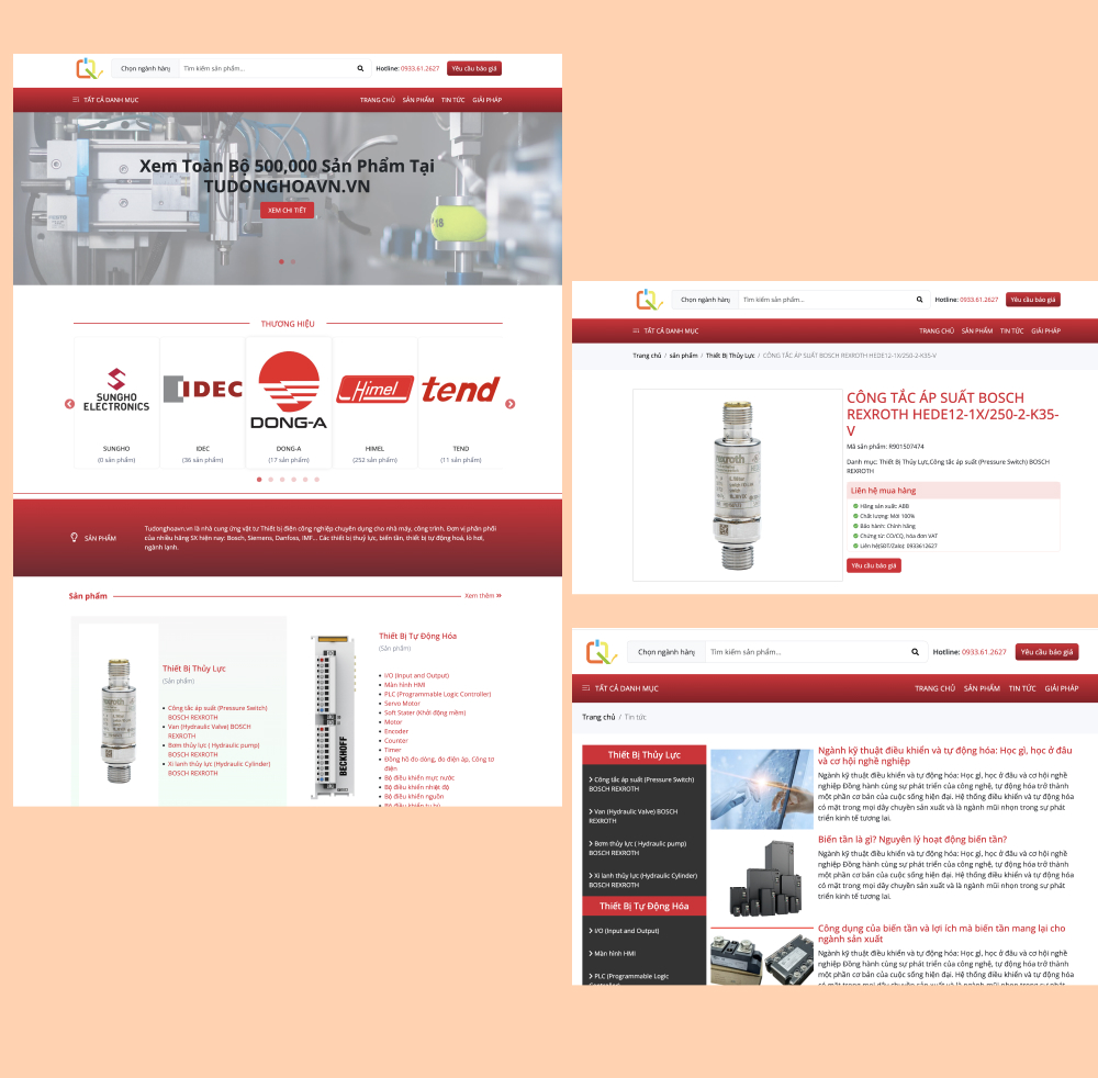 Thiết kế website bán vật tư thiết bị công nghiệp máy móc