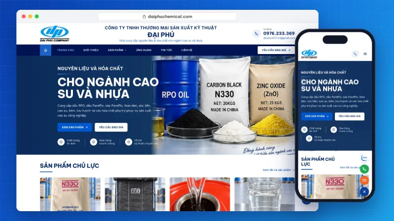Thiết kế website hóa chất ngành cao su Đại Phú daiphuchemical.com