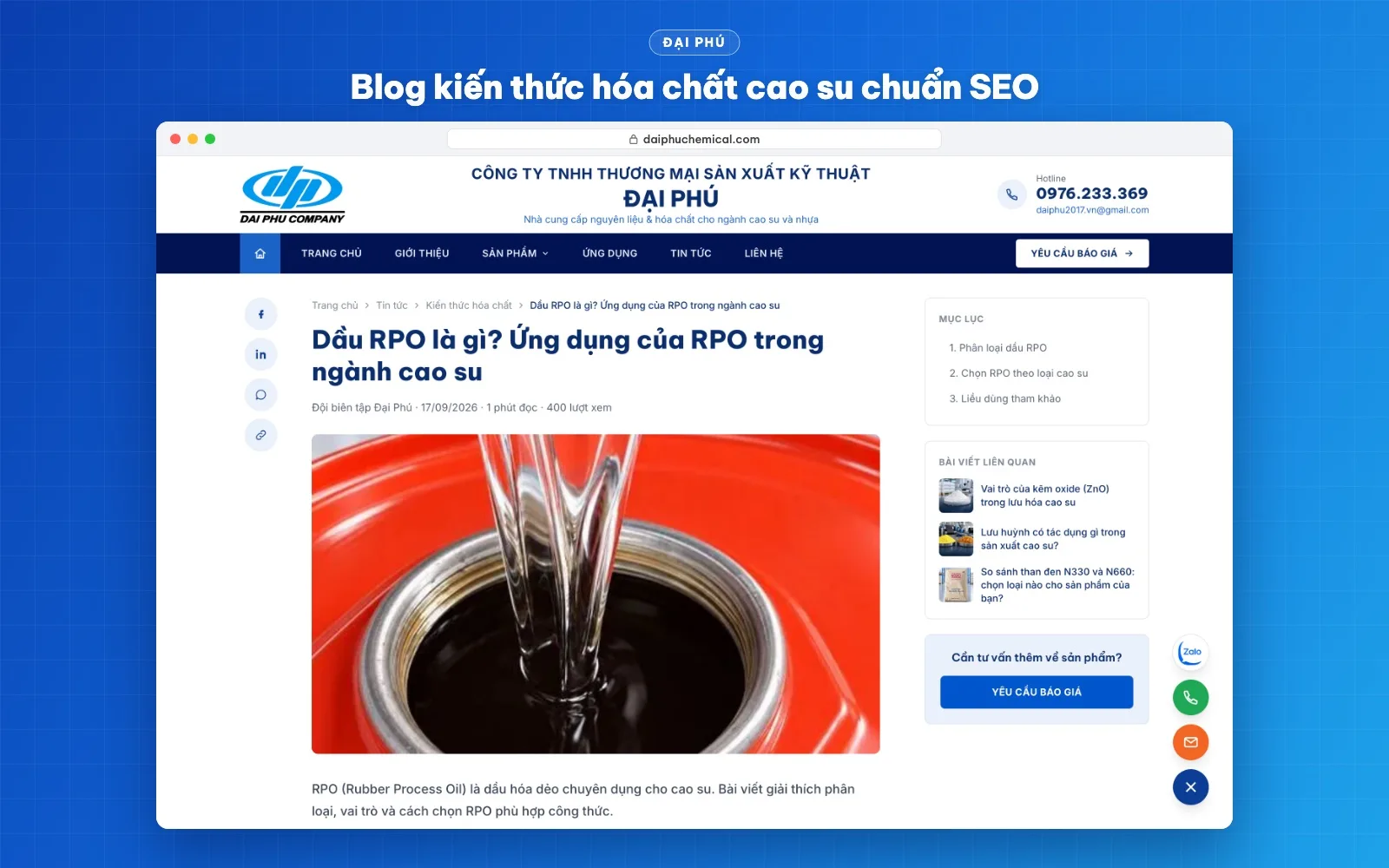 Bài viết kiến thức Dầu RPO là gì trên blog website Đại Phú