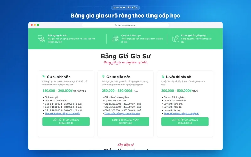 Thiết kế website gia sư Dạy Kèm Cấp Tốc – ảnh 3