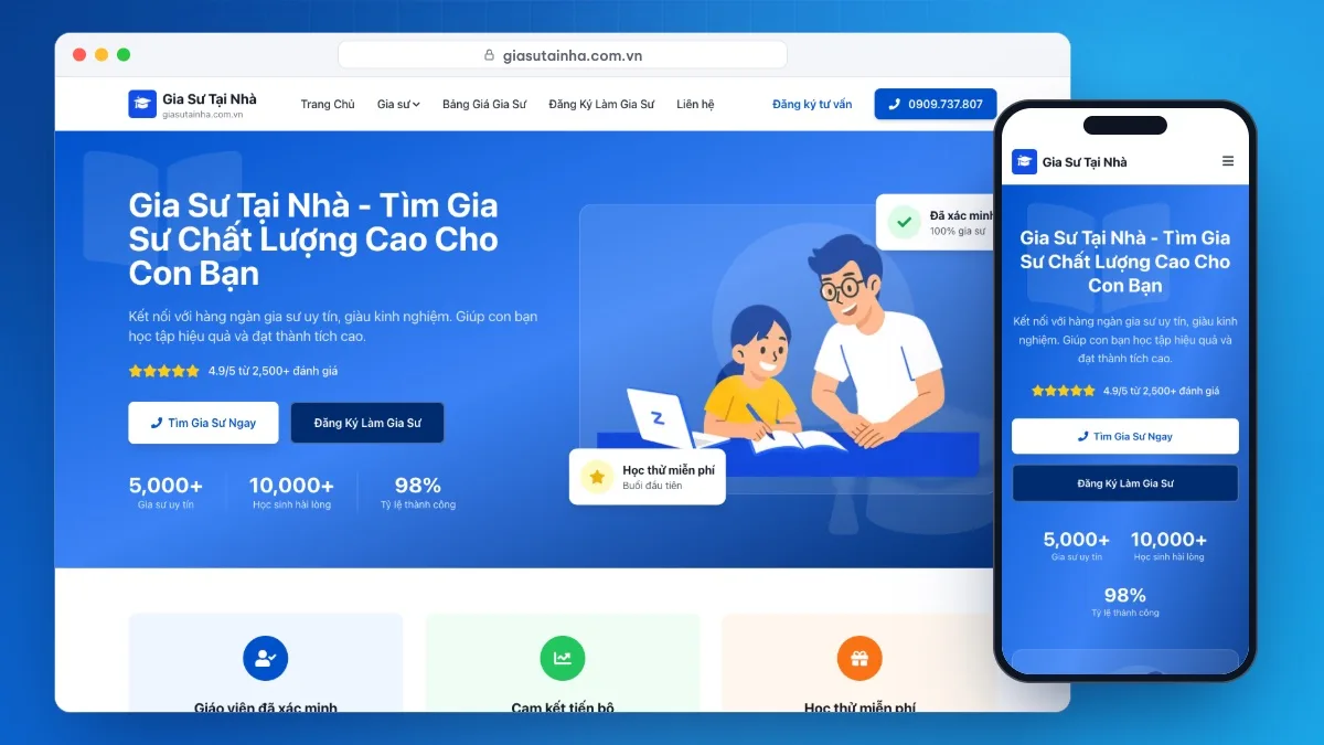 Thiết kế website gia sư tại nhà giasutainha.com.vn