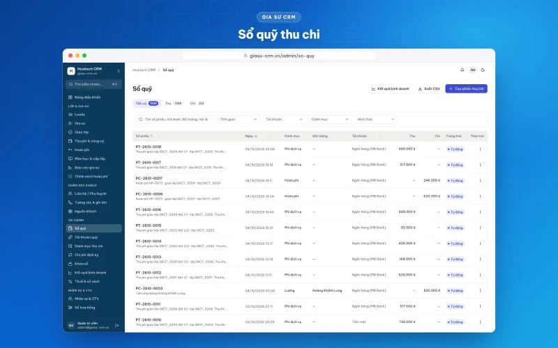 Phần mềm quản lý trung tâm gia sư Gia Sư CRM – ảnh 6