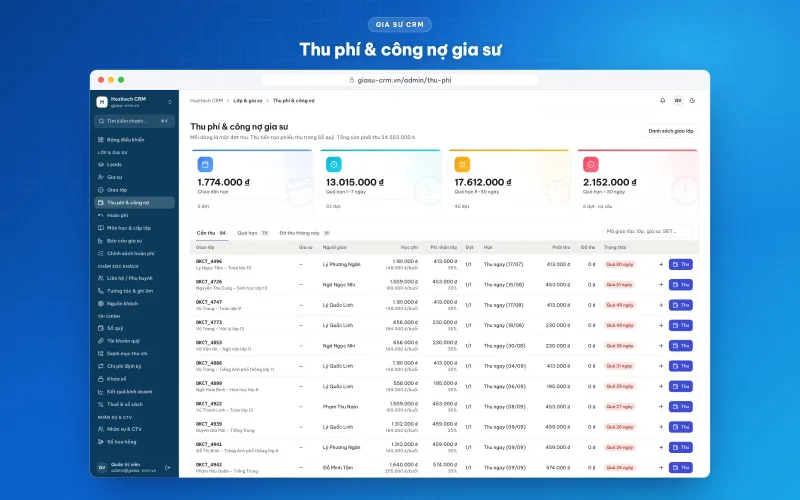Phần mềm quản lý trung tâm gia sư Gia Sư CRM – ảnh 5