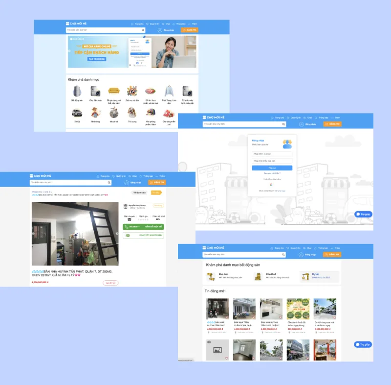 Thiết kế website rao vặt và bất động sản như Chợ Tốt